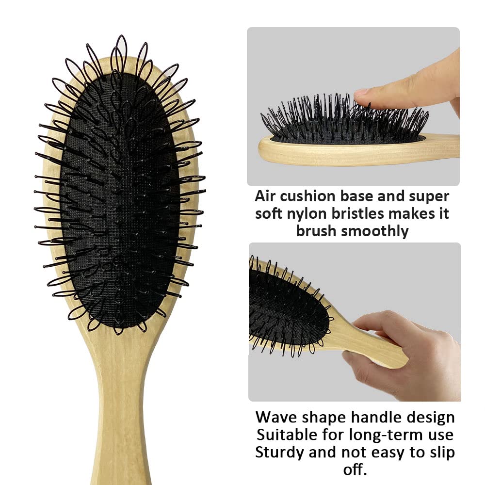 Ensemble Amirce de deux brosses pour perruques, manche bois, performance polyvalente