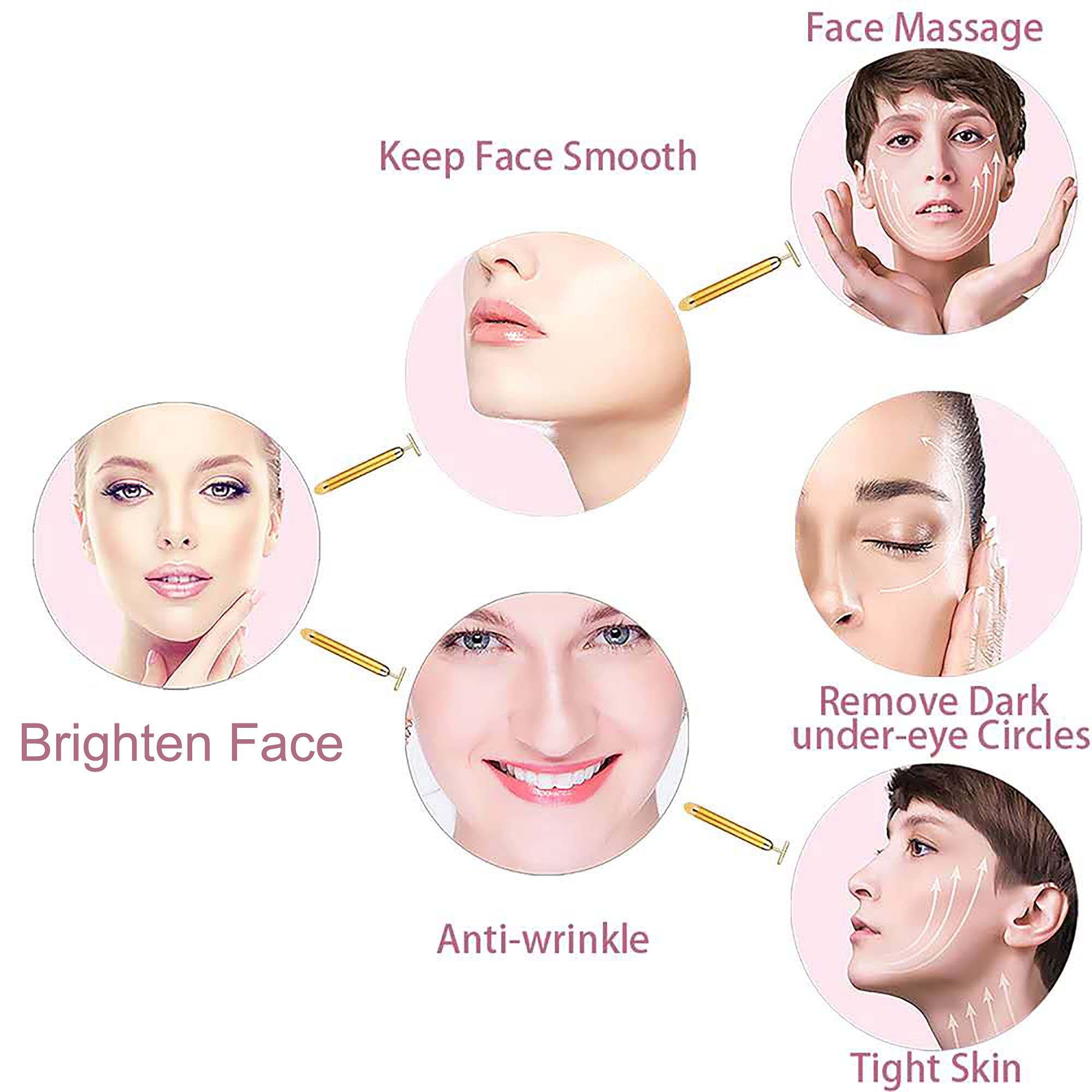 Rouleau T Shape Amirce sur le visage, stimule la microcirculation et favorise l'absorption des soins.