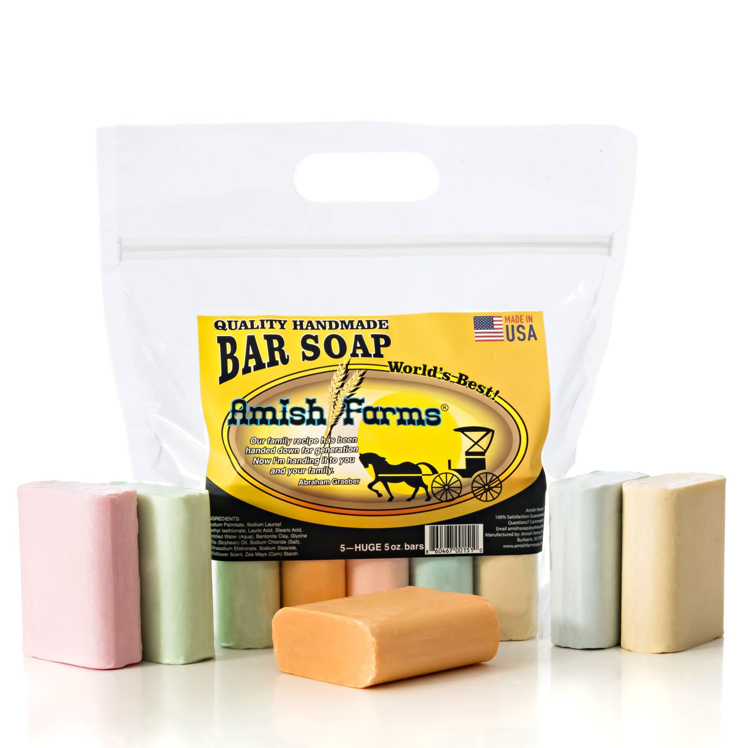Savon Amish Farms au Bentonite naturel, douceur pour peaux sensibles.