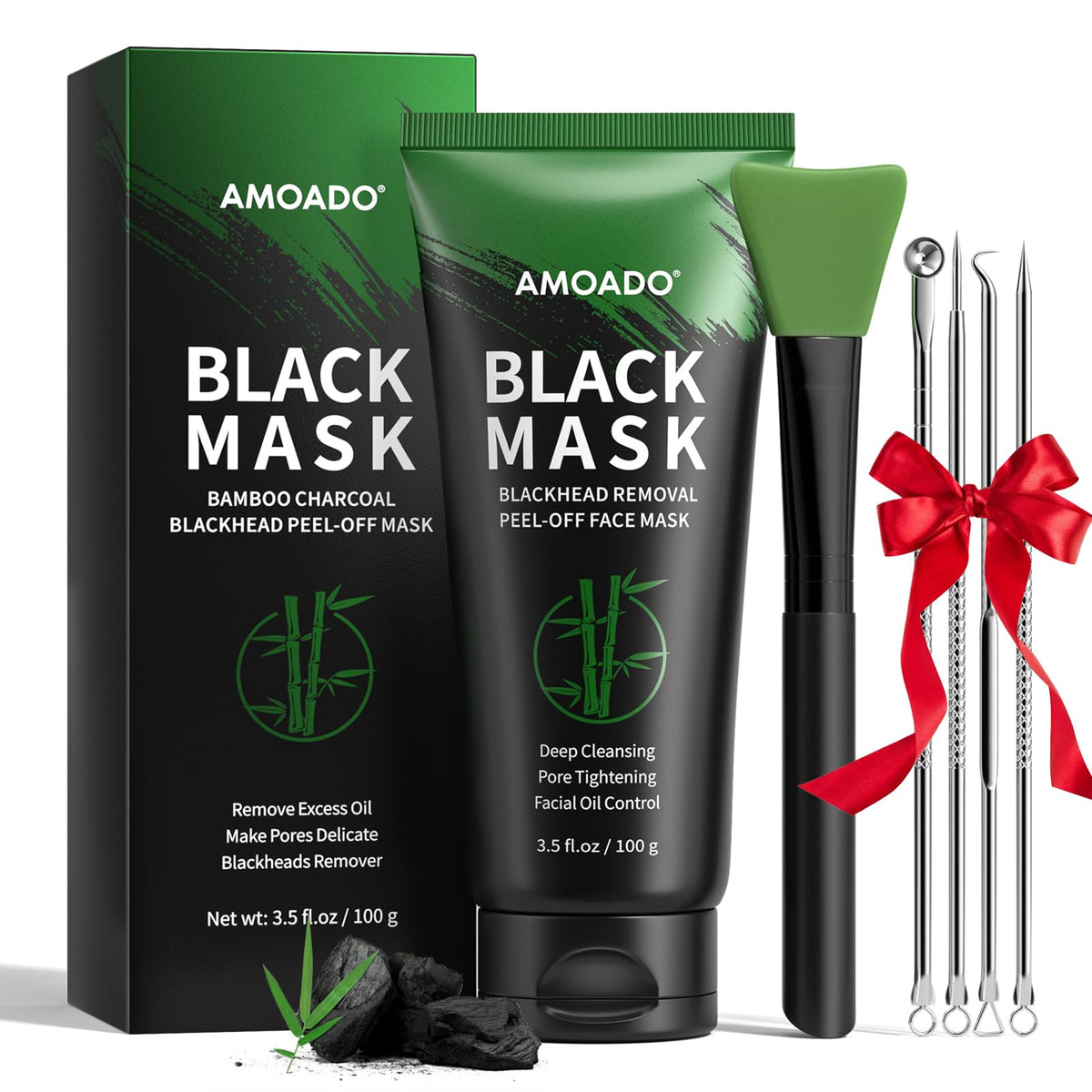 AMOADO masque noir charbon purifiant, ciblant les pores.