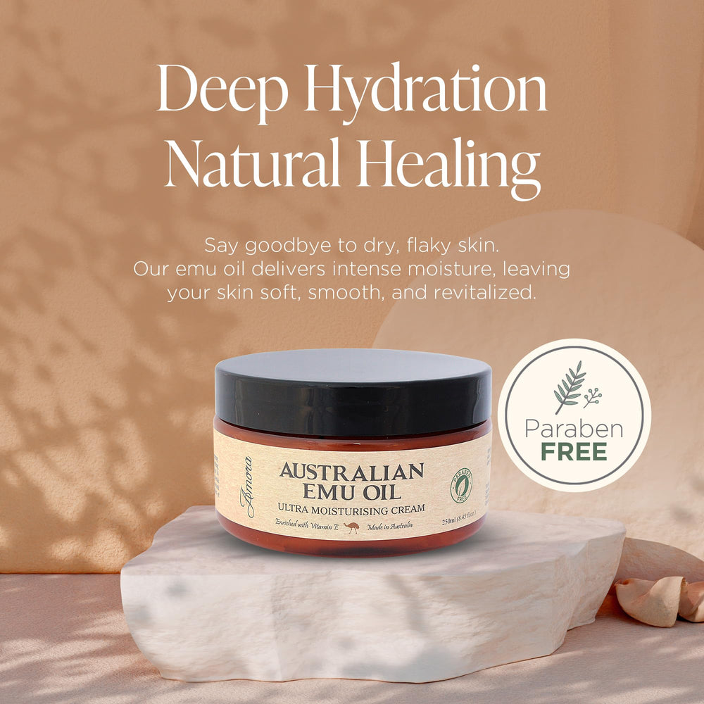 Texture légère d’Amora Emu Oil offrant une hydratation rapide et non grasse.