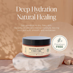 Texture légère d’Amora Emu Oil offrant une hydratation rapide et non grasse.