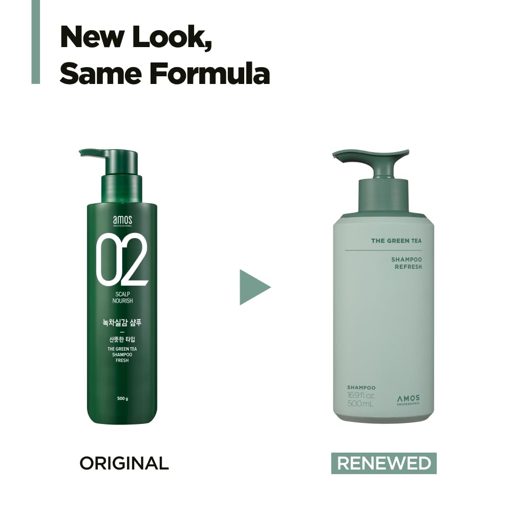 AMOS PROFESSIONAL mousse shampooing vert pour cheveux fins, sensation légère et nettoyage en profondeur.