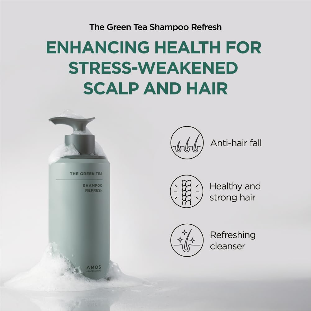 AMOS PROFESSIONAL nettoyage profond cuir chevelu gras, mousse légère et fraîcheur durable.