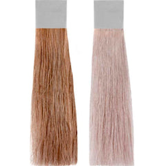 Application rapide: cheveux blonds avant et après dans le reflet bleu-violet.