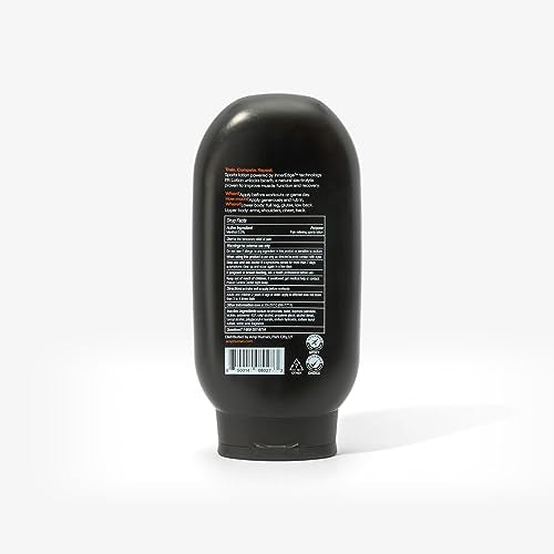 Application sur les muscles avec PR Lotion, texture légère pénétrant rapidement la peau.