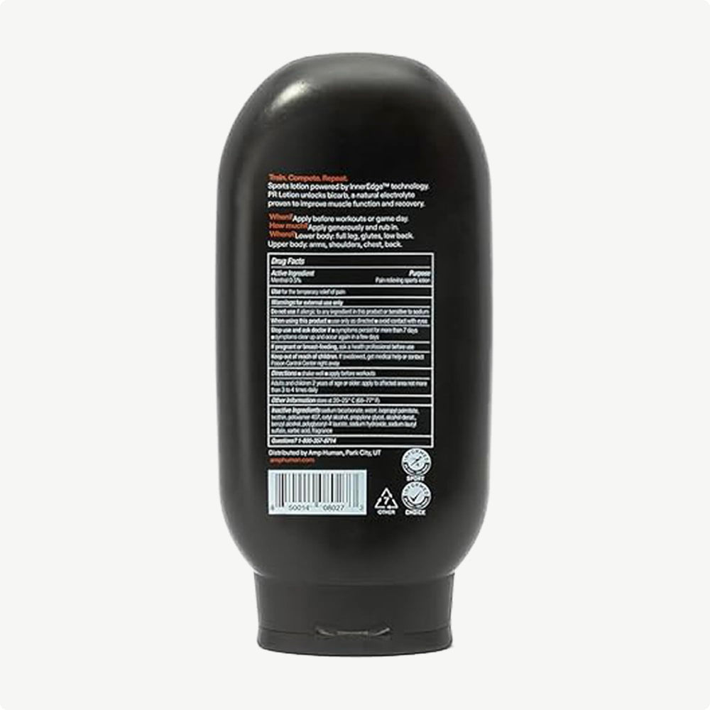 Étiquette PR Lotion avec certification sportive pour traçabilité et sécurité.