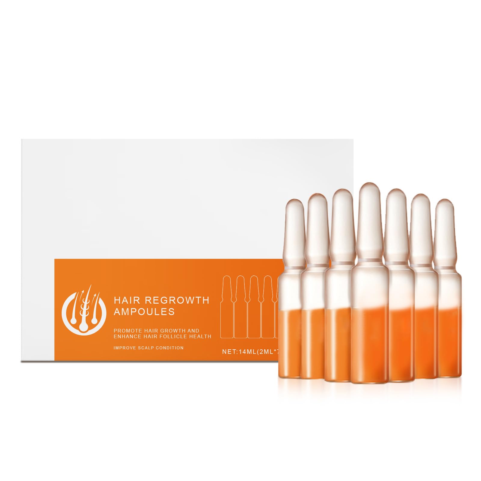 Ampoules Croissance Cheveux Curcuma: flacon dose 2ml, stimule les follicules capillaires.