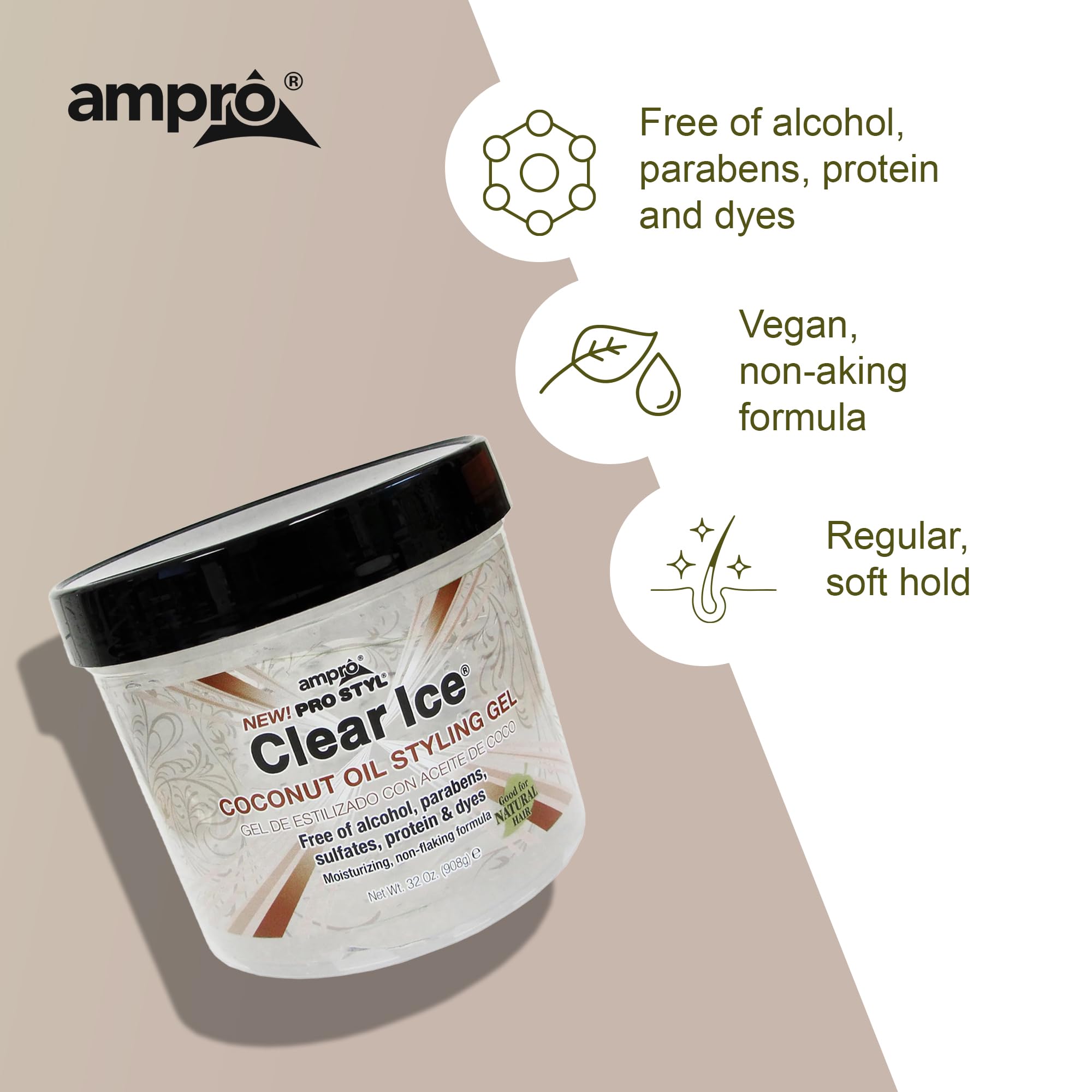 AmPro Pro Styl Gel Coco - Emballage: végane et sans alcool, pratique pour tous types.