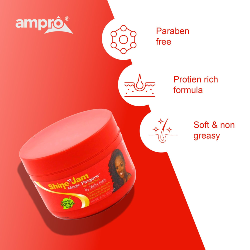 AmPro Shine-n-Jam: adapté à toutes textures pour tresses et twists.