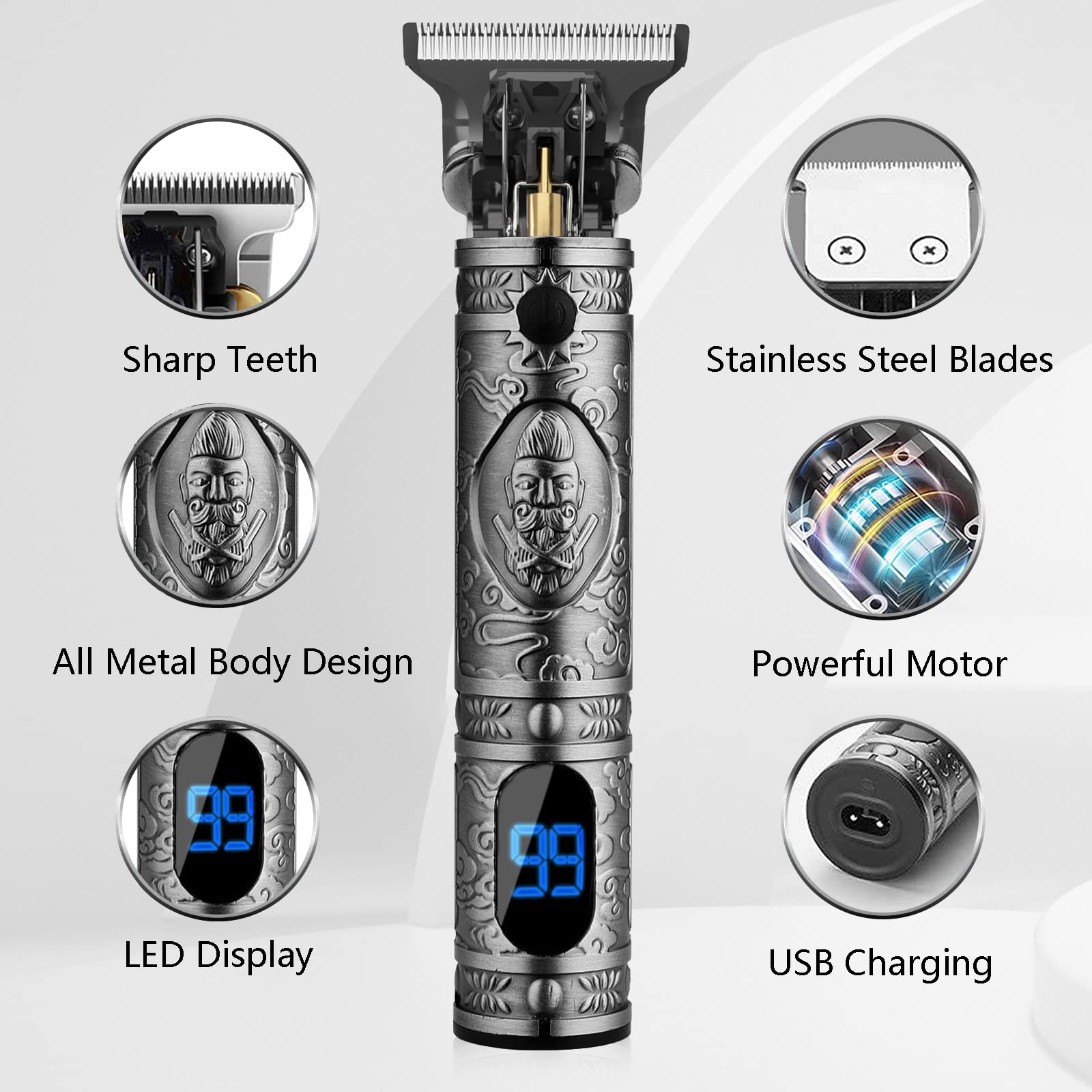 AMULISS tondeuse avec affichage LED pour suivre la charge en temps réel.