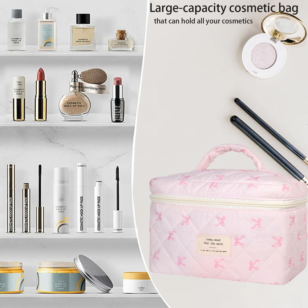 AMULOKRU sac maquillage floral rose-coquette, design élégant pour femme moderne.