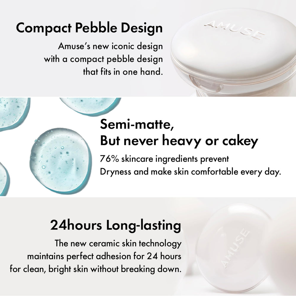 Amuse SEOUL Ceramic Skin Perfector – tenue longue durée sans plis près des lèvres.