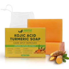 AMVital savon curcuma et acide kojique – visage et corps, nettoyage en douceur et teint uniforme.