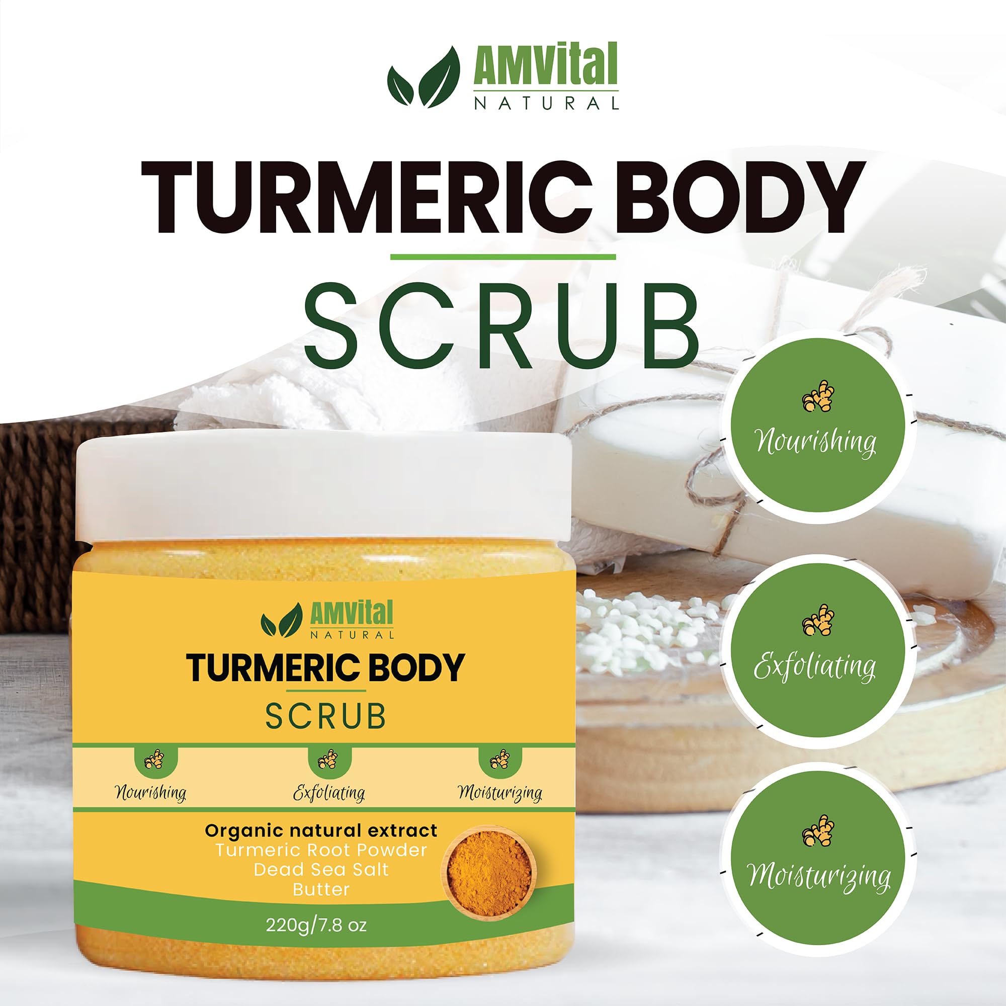 AMVital Texture Grains Curcuma – grains naturels riches en exfoliation.