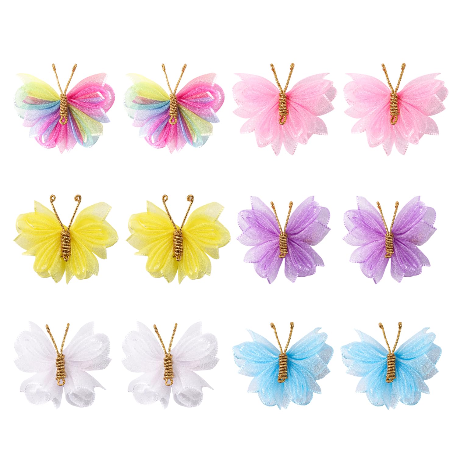 Amydecor Barettes Papillon 2 pouces en tulle, ensemble 12 pièces pour des looks colorés toute l'année