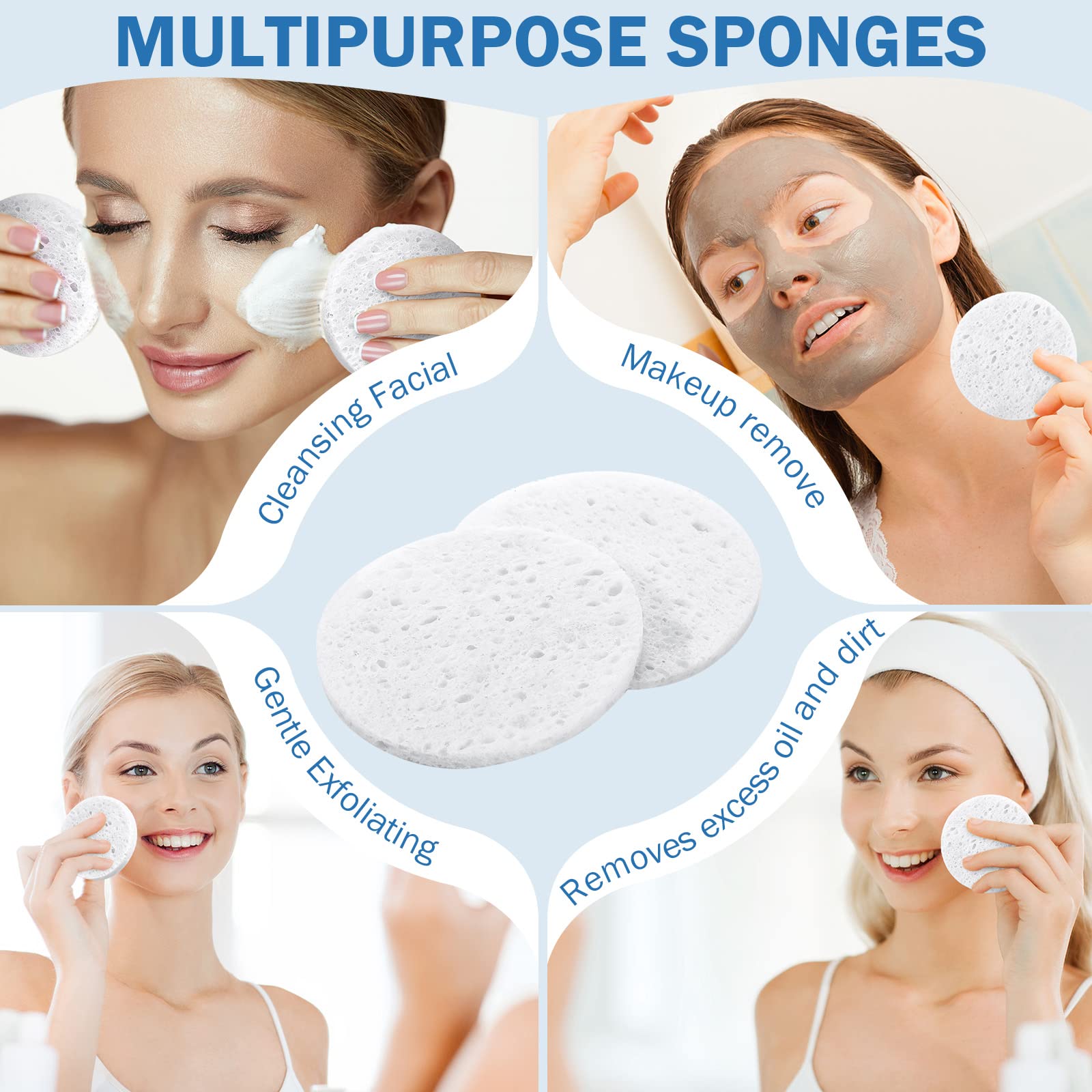 Amyhill éponge visage compressée, matériau naturel et sans odeur pour tous types de peau.