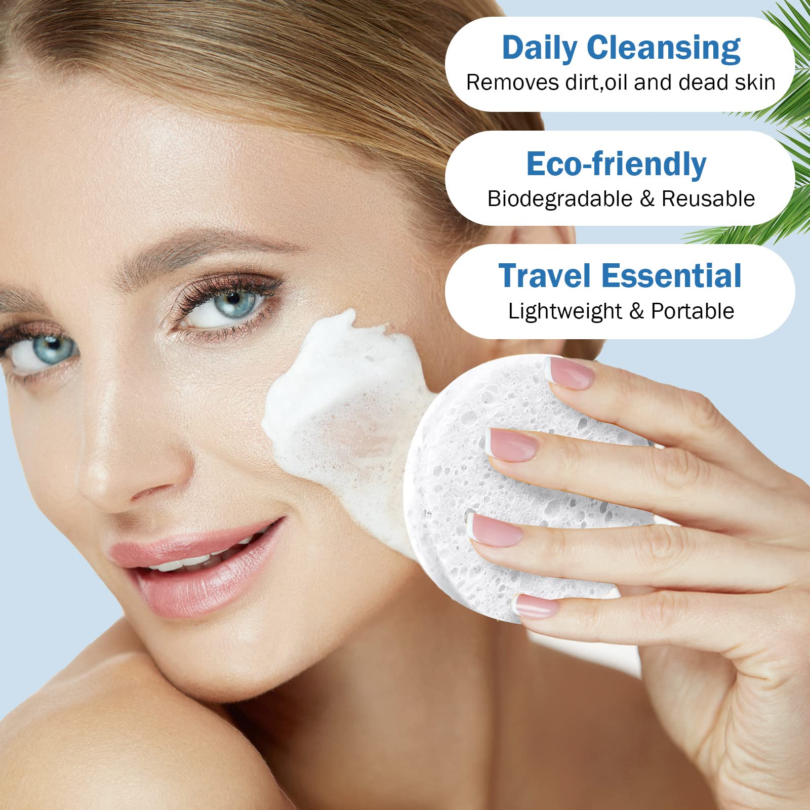 Amyhill éponges faciales compressées, parfaites pour les soins spa à domicile.