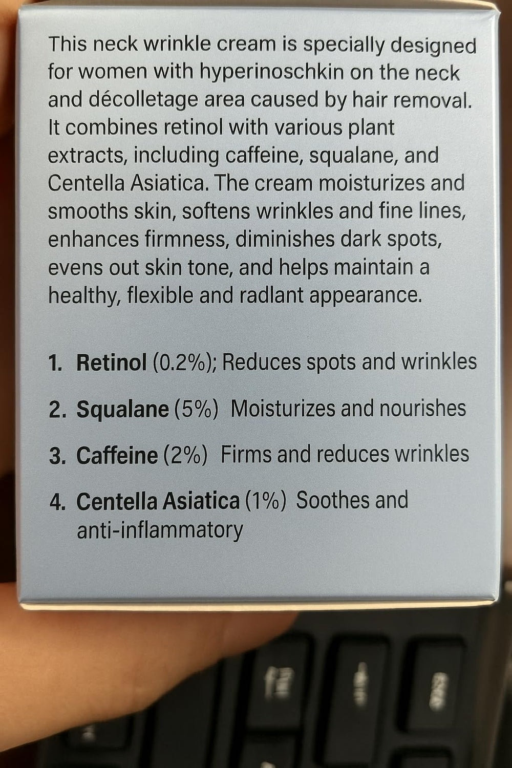AMZEYE crème cou - rides de sommeil soutenues par une utilisation régulière.