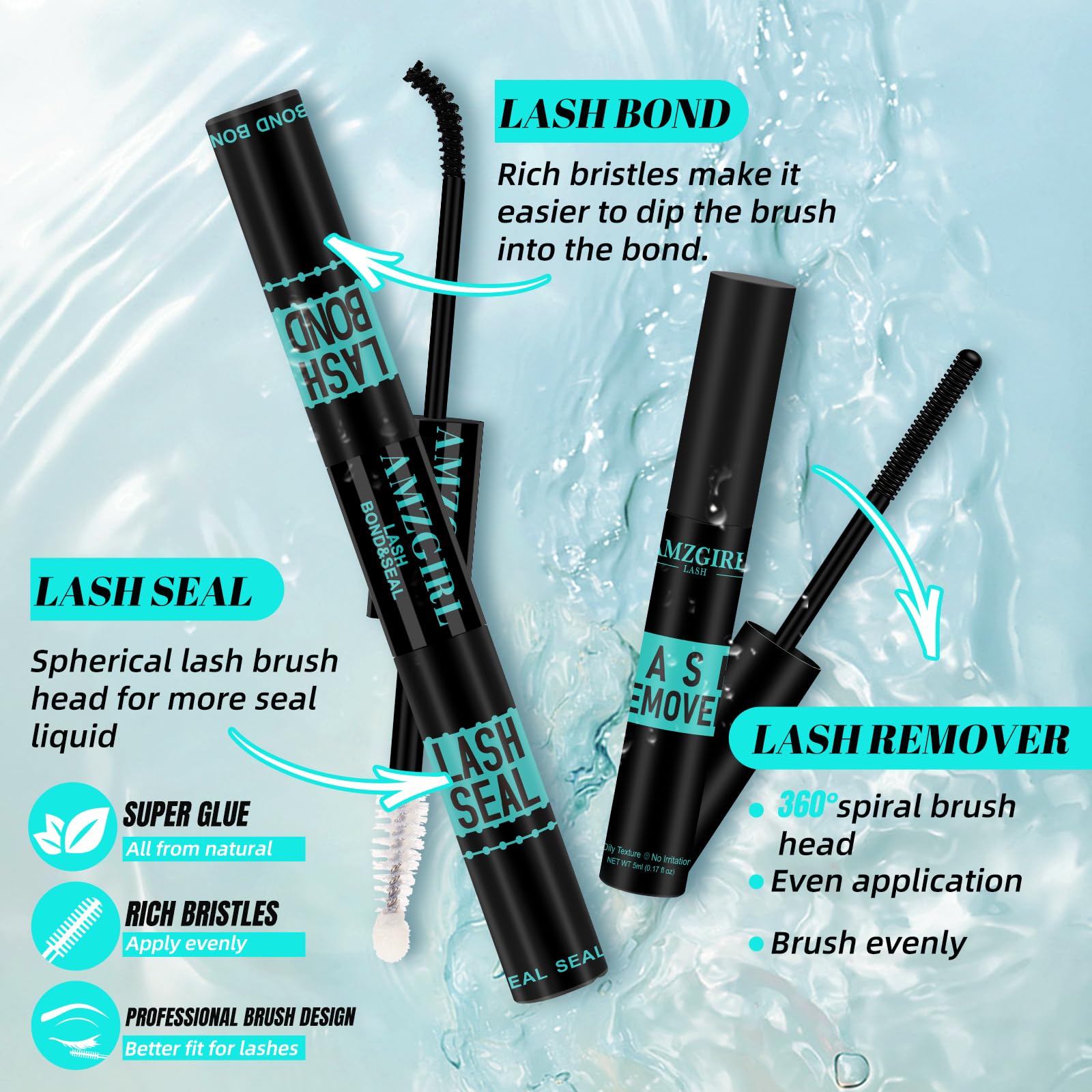 AMZGIRL kit extension cils emballage pratique et compact.