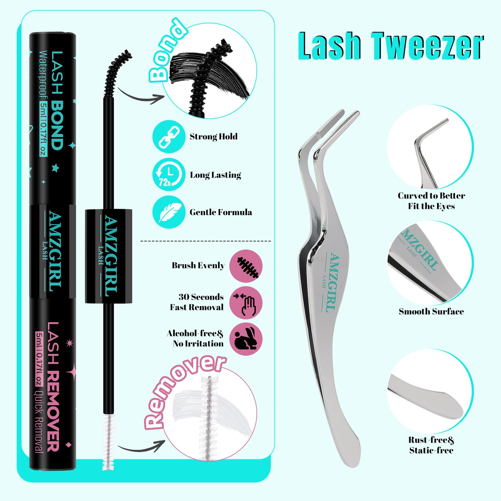 AMZGIRL LASH applicateur cils pour une manipulation douce.