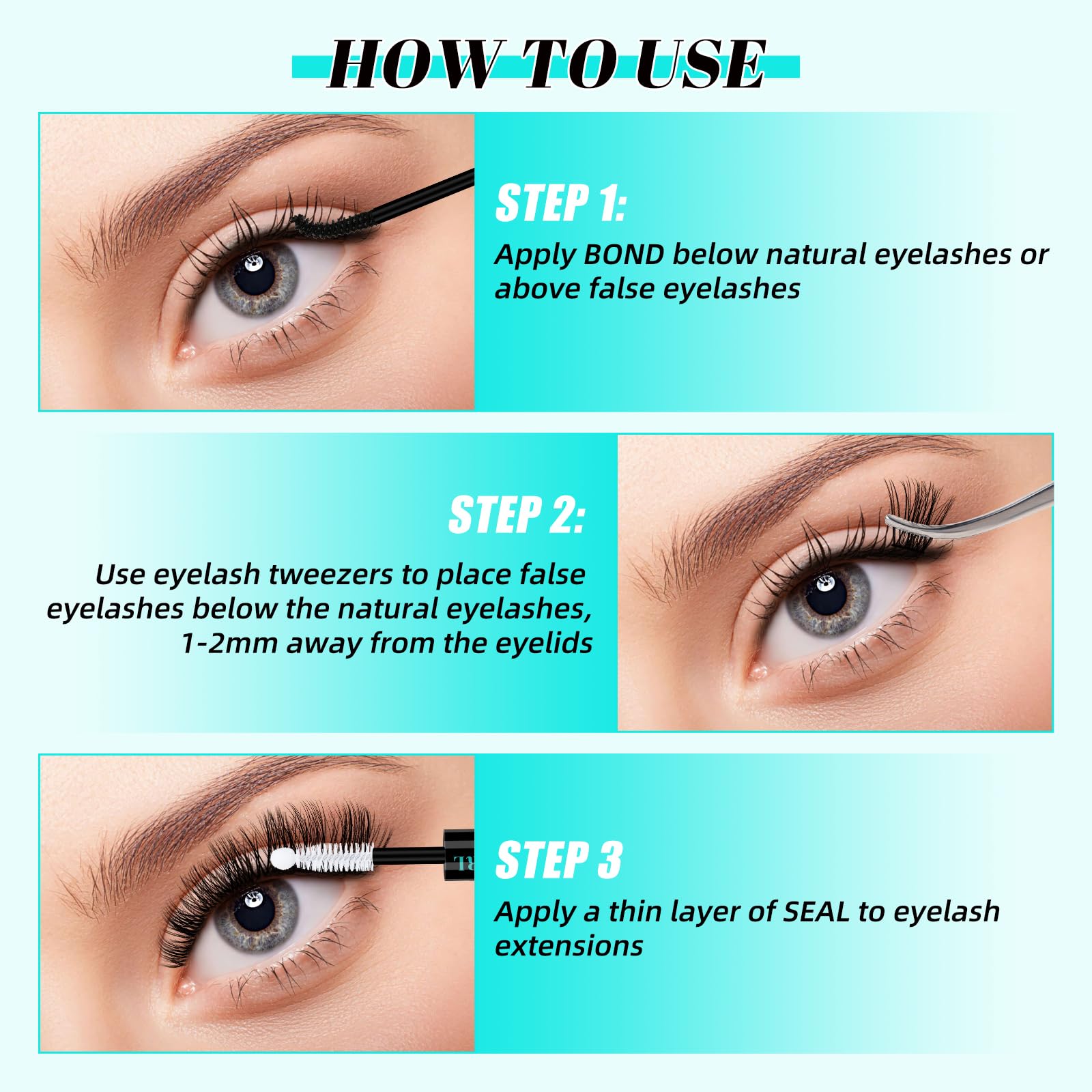 AMZGIRL LASH application précise des cils, rendu naturel.