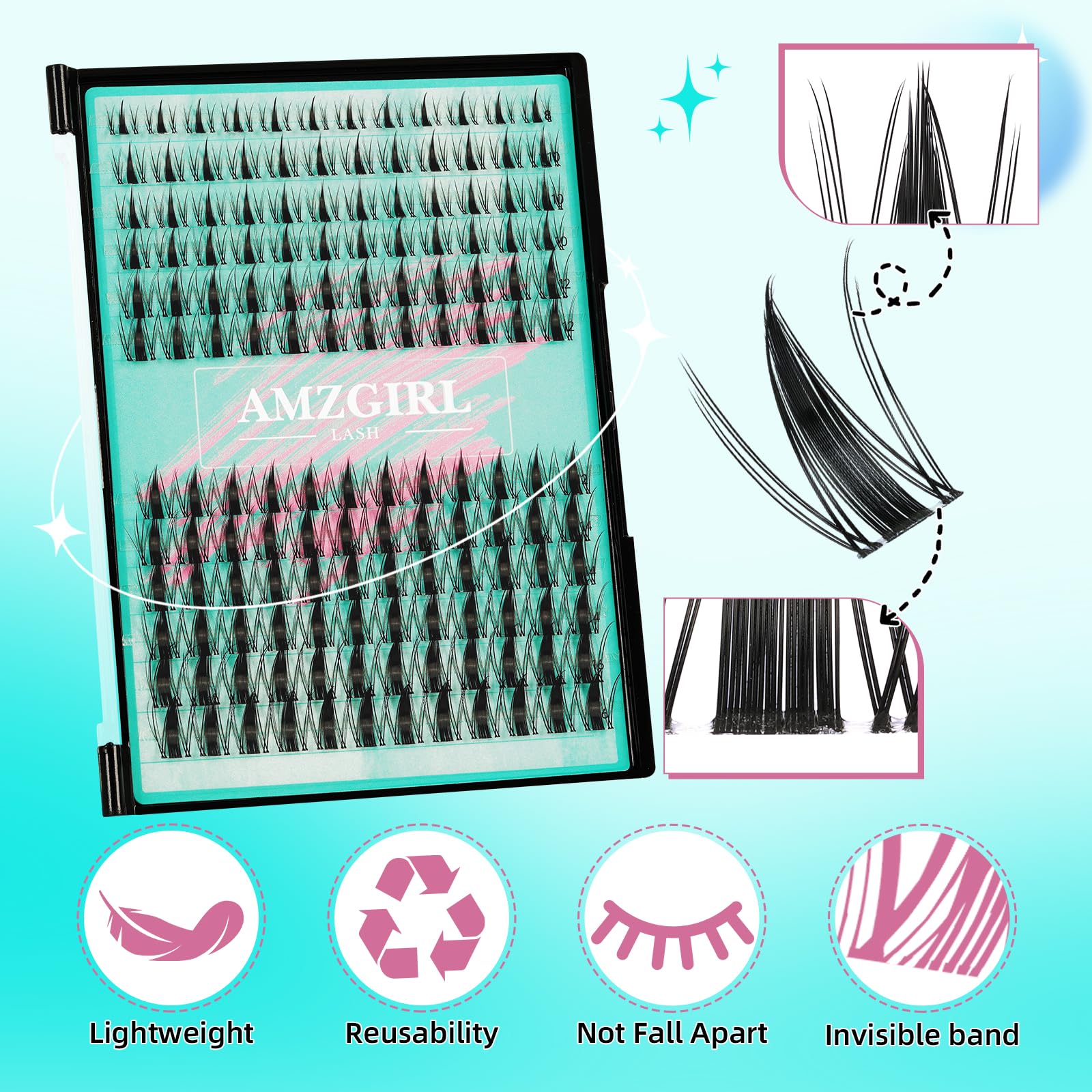 AMZGIRL LASH - bande invisible qui se fond dans l’œil pour un rendu discret.
