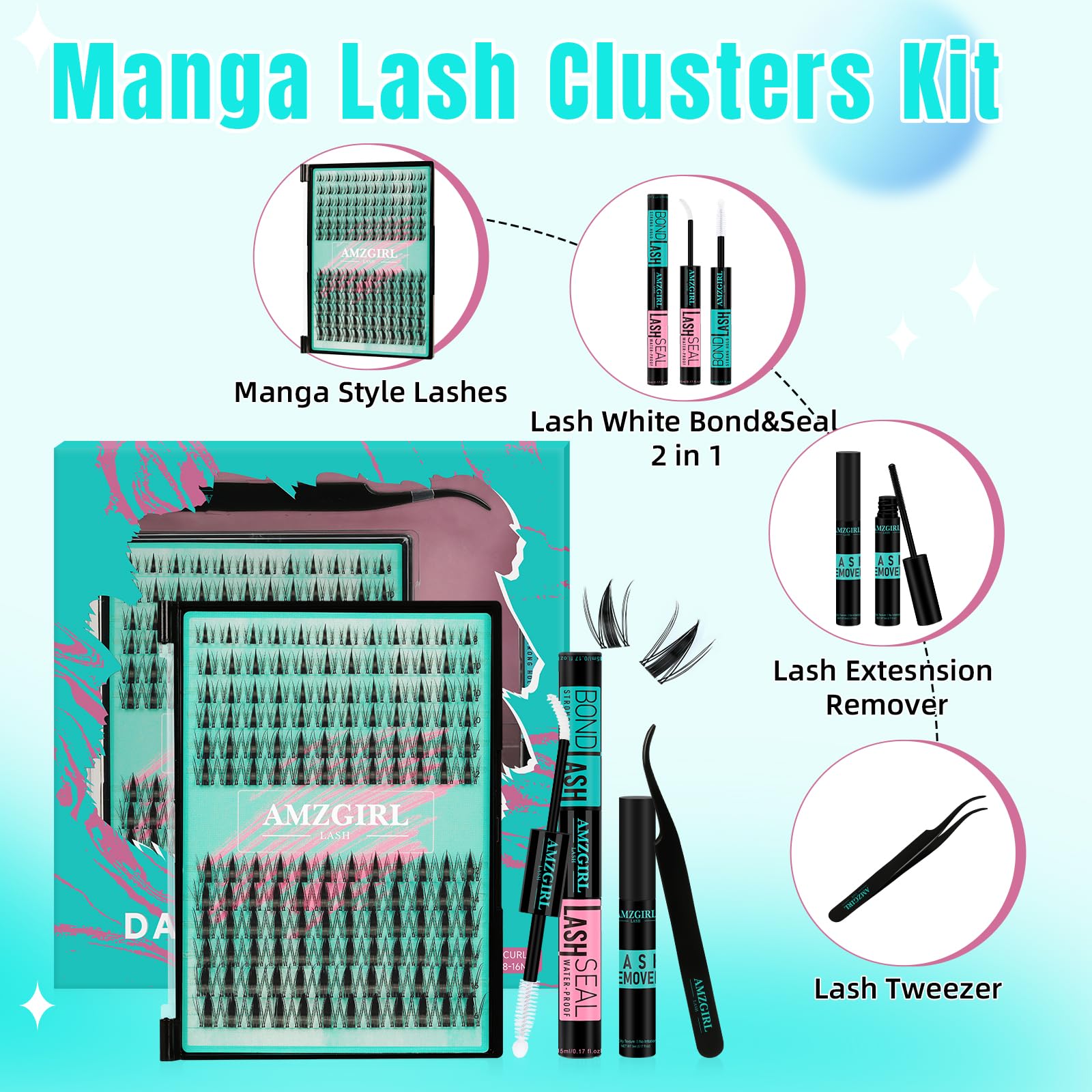 AMZGIRL LASH bond blanc, adhérence nette pour bandes transparentes.