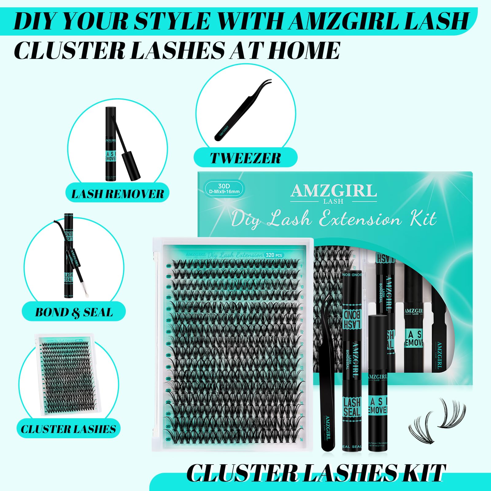 AMZGIRL LASH bond and seal waterproof bottle for long-wear, quick-drying lashes