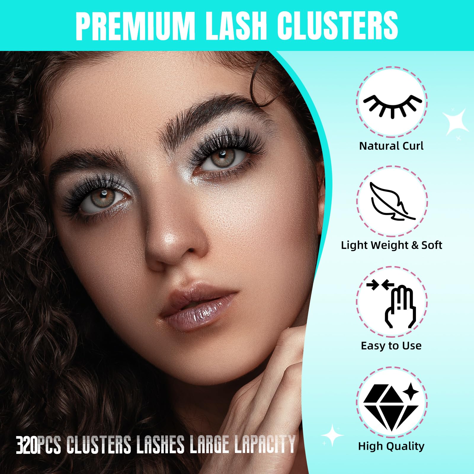 AMZGIRL LASH Lash Clusters, 40D, extensions cils élégantes.