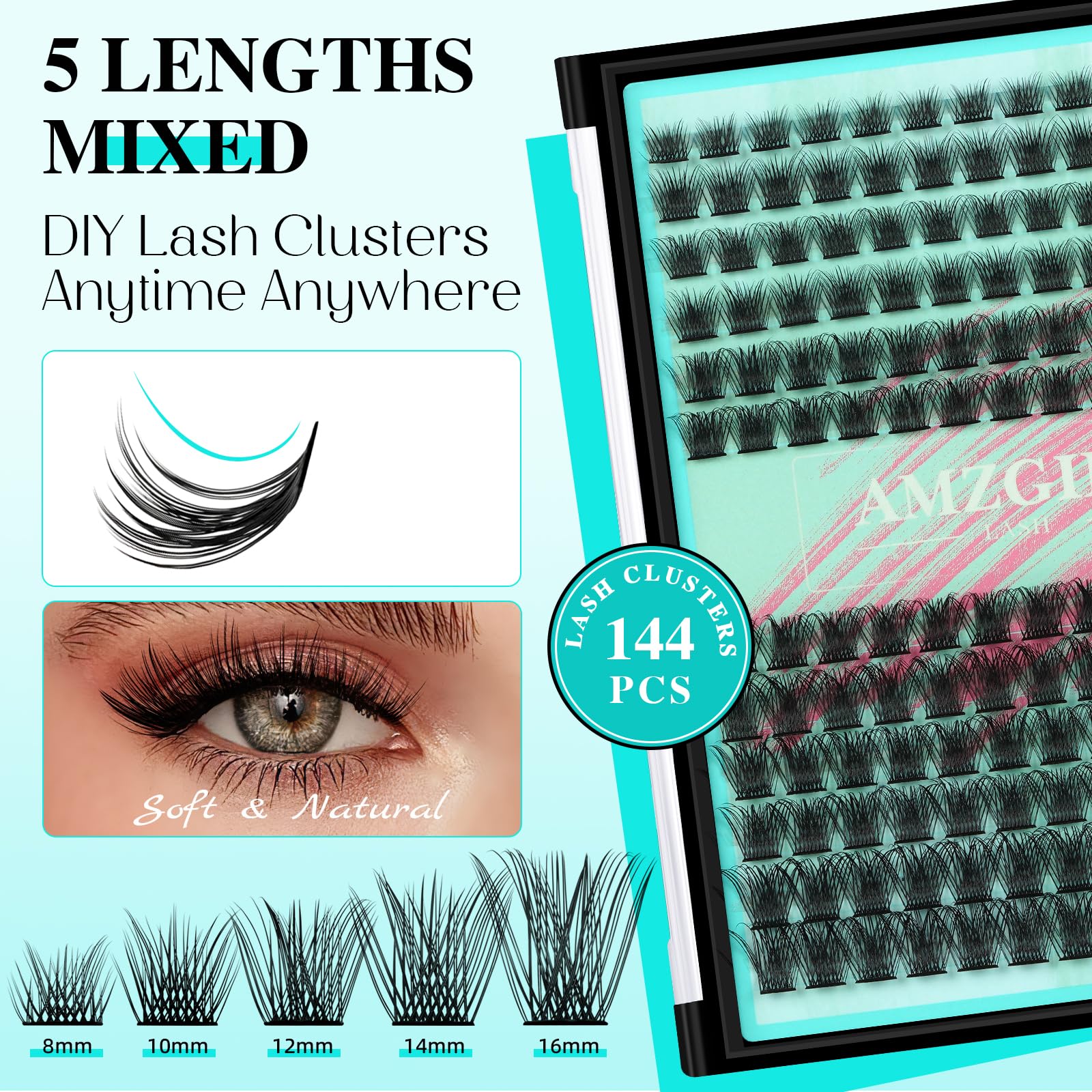 AMZGIRL LASH: longueurs 8-16 mm et boucles en D pour un look modulable.