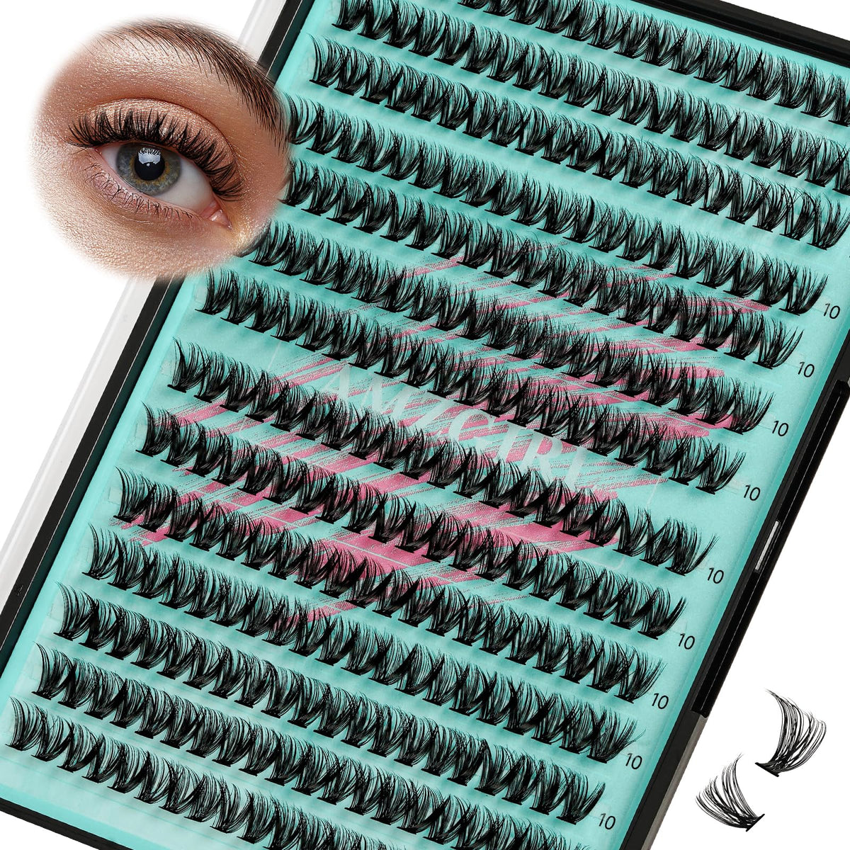 AMZGIRL LASH, grappes 280 pièces 10 mm, regard naturel et pose rapide.