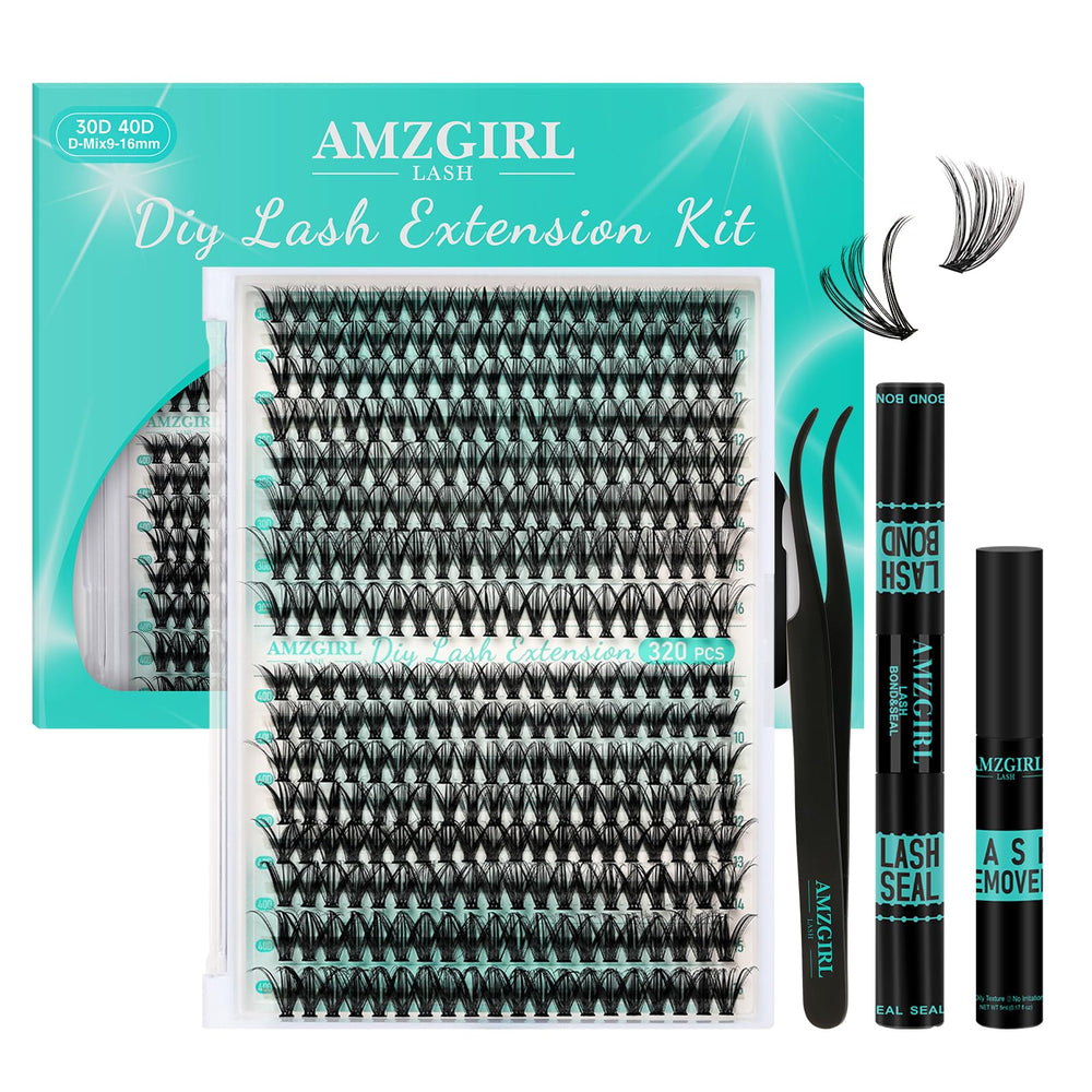 AMZGIRL LASH clusters kit 320pcs: extensions naturelles a-domicile.