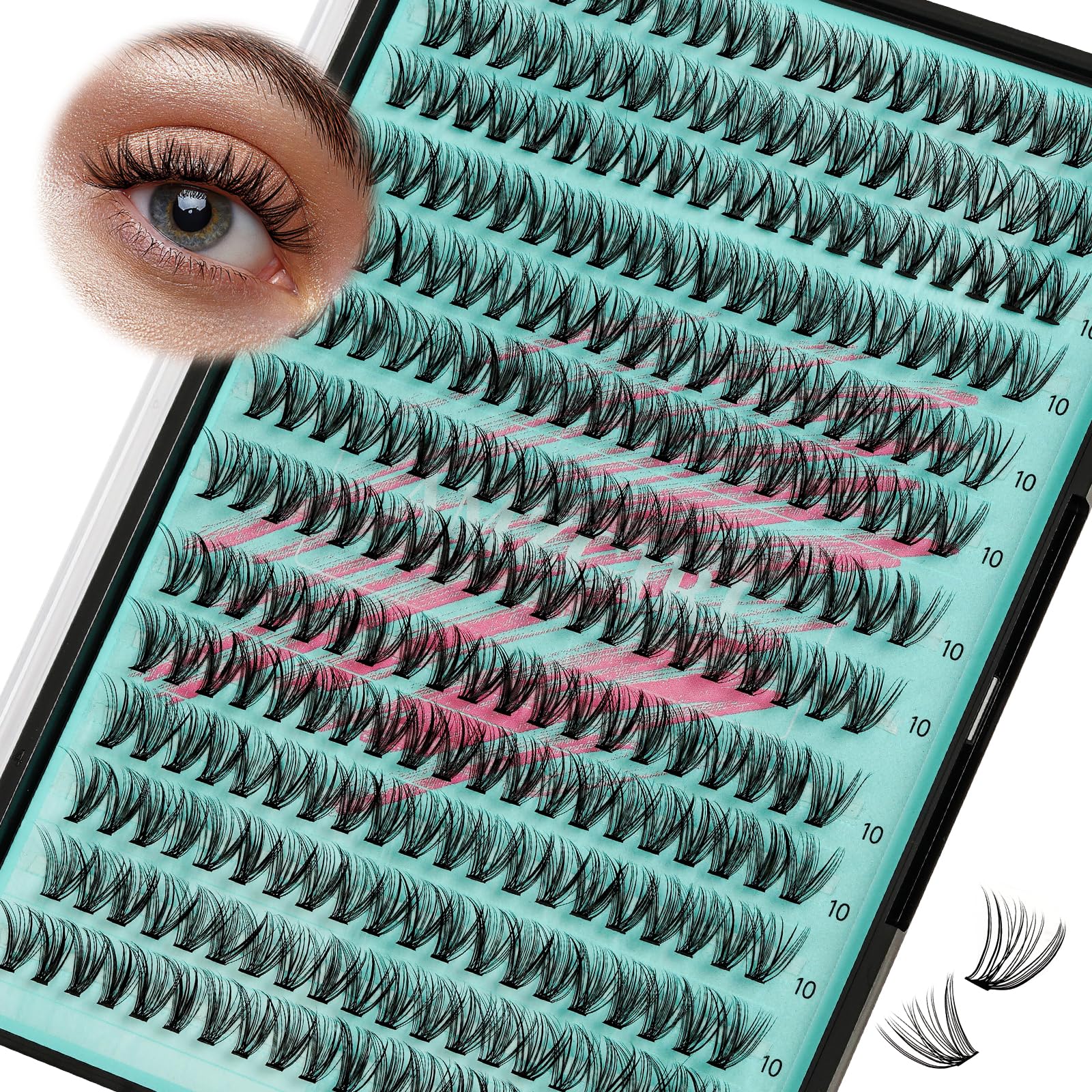 AMZGIRL LASH wispy clusters 280 pièces 10 mm pour un regard naturel