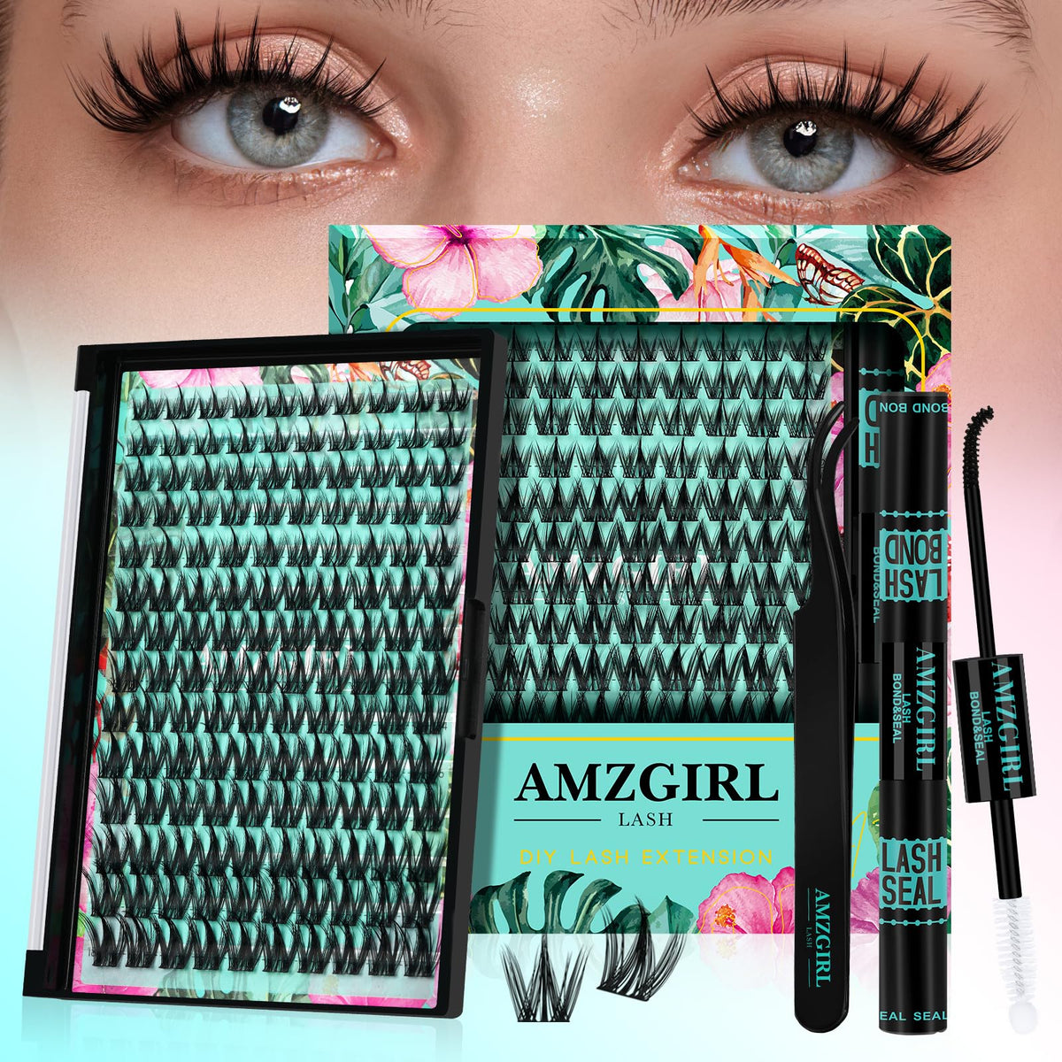 AMZGIRL LASH Kit Clusters Manga ensemble complet pour extensions naturelles et rapides
