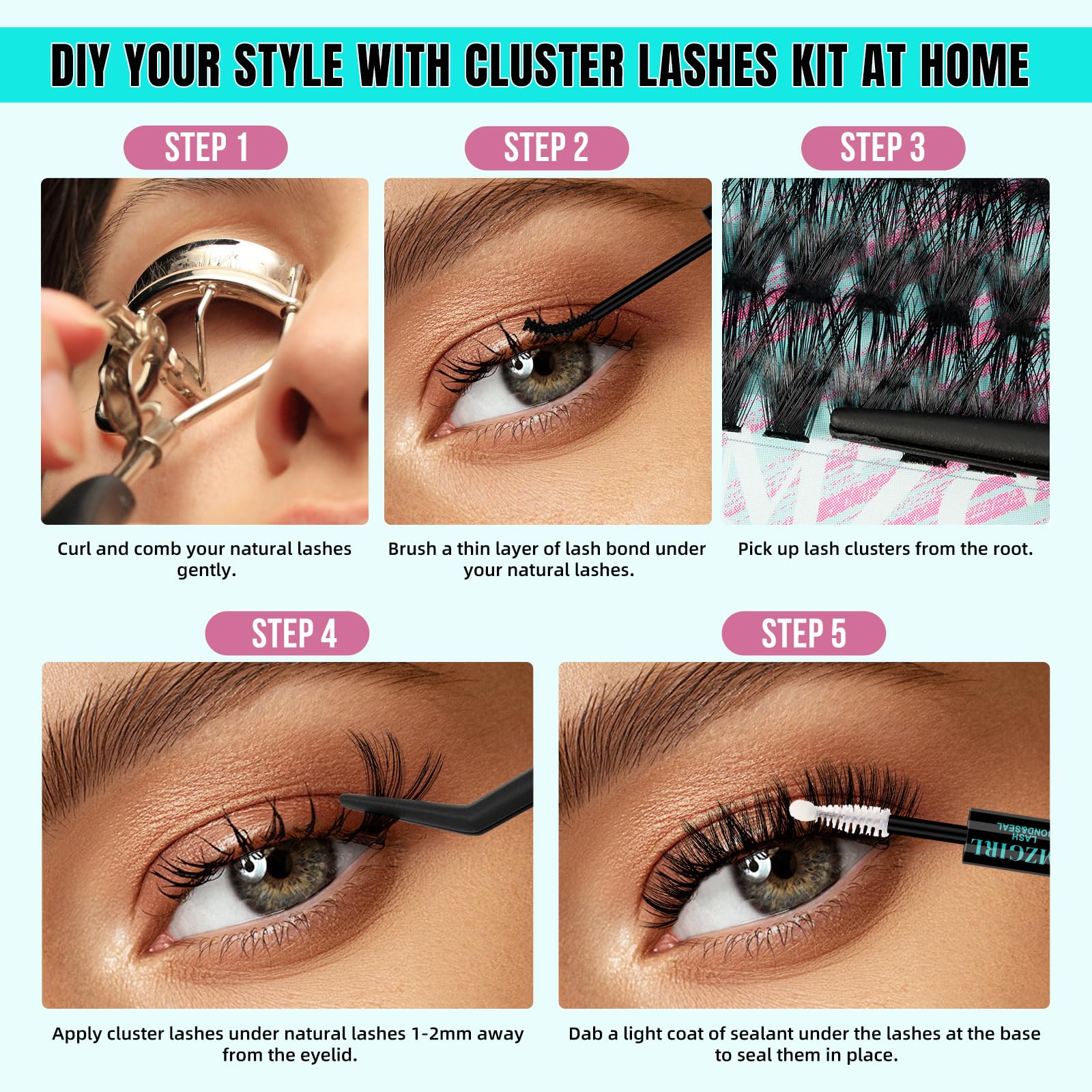 AMZGIRL LASH Kit individuels 10-16 mm pour varier les styles.