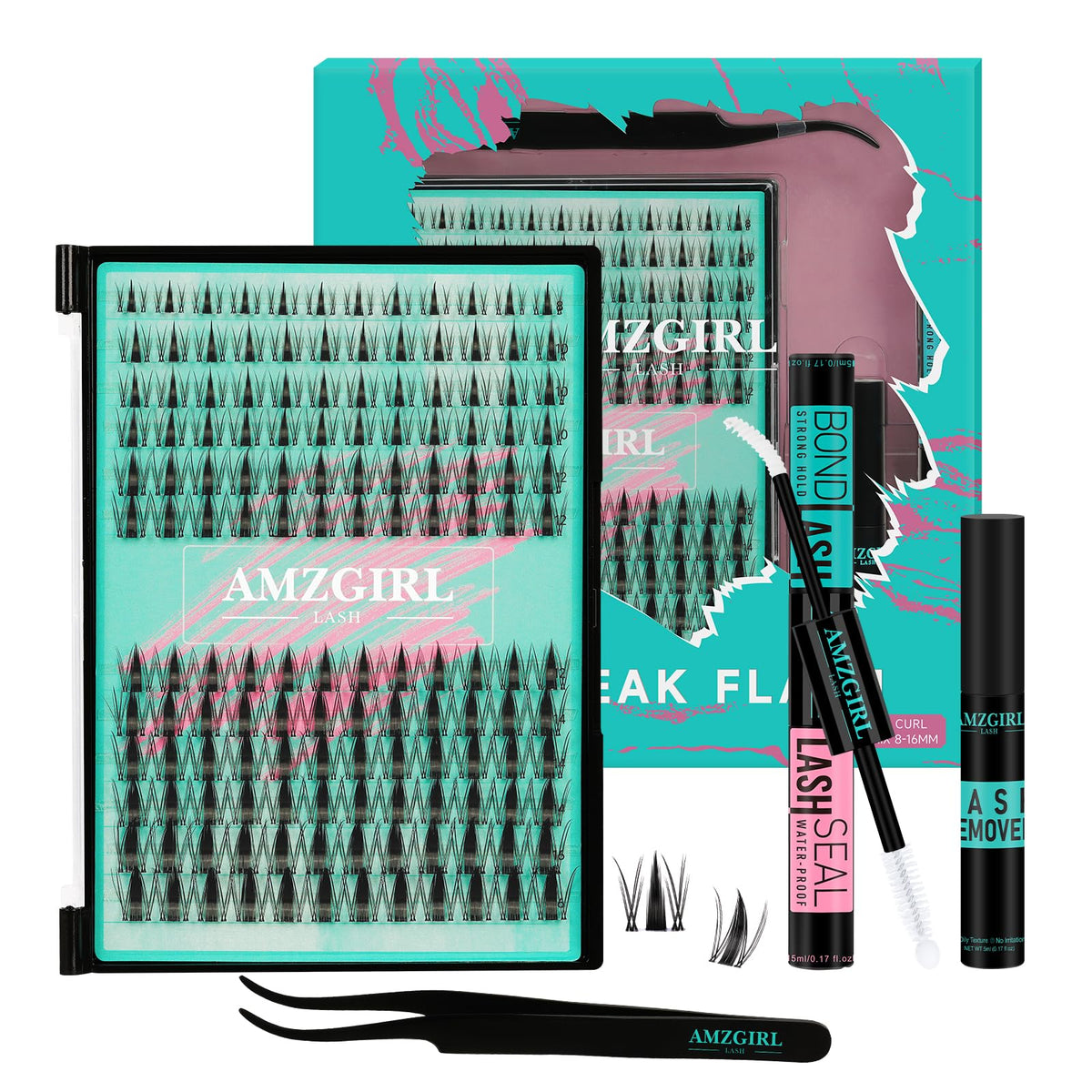 AMZGIRL LASH kit Manga clusters 144 pièces pour cils volumineux et faciles à poser.