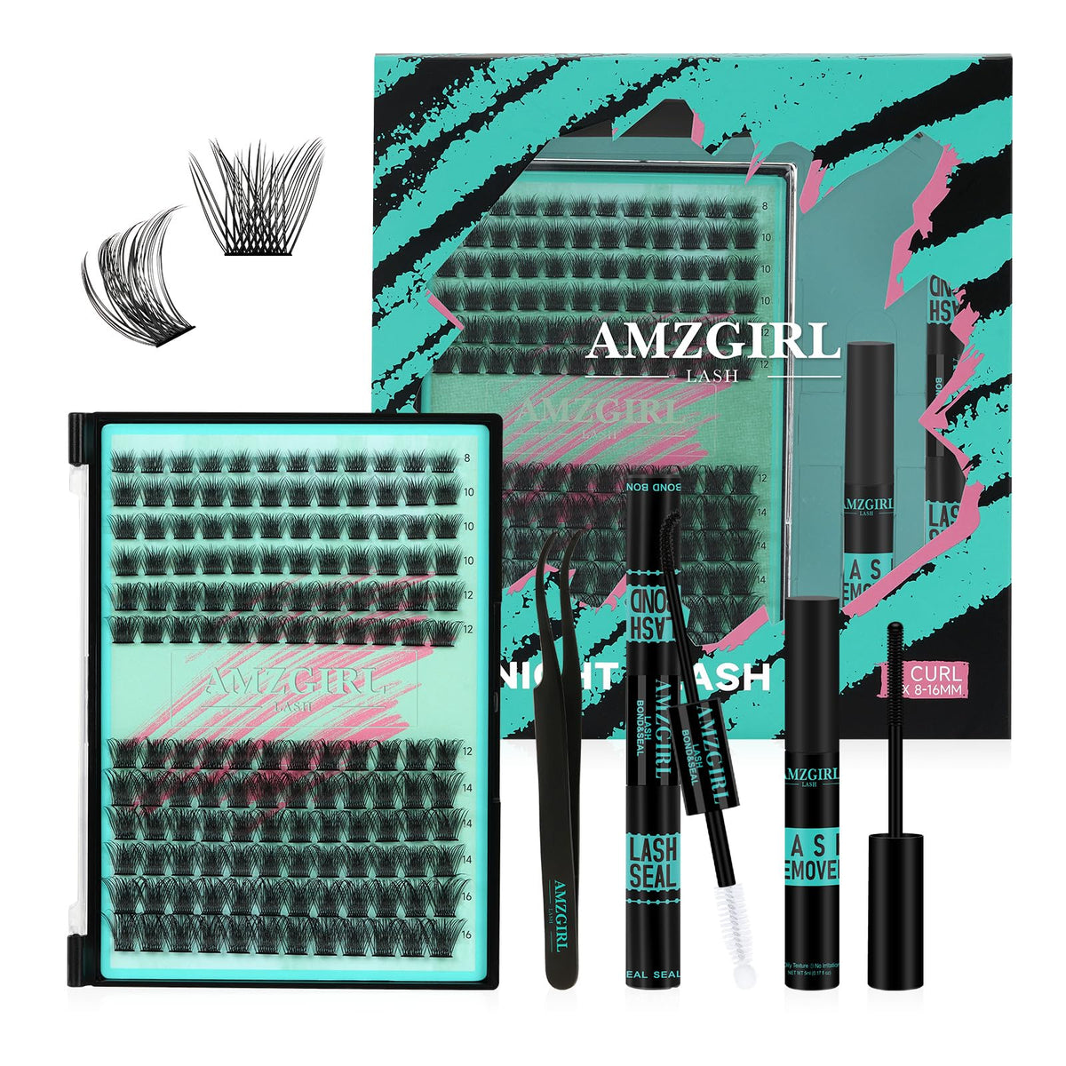 AMZGIRL LASH kit minuit 144 pièces pour usage à domicile et en voyage
