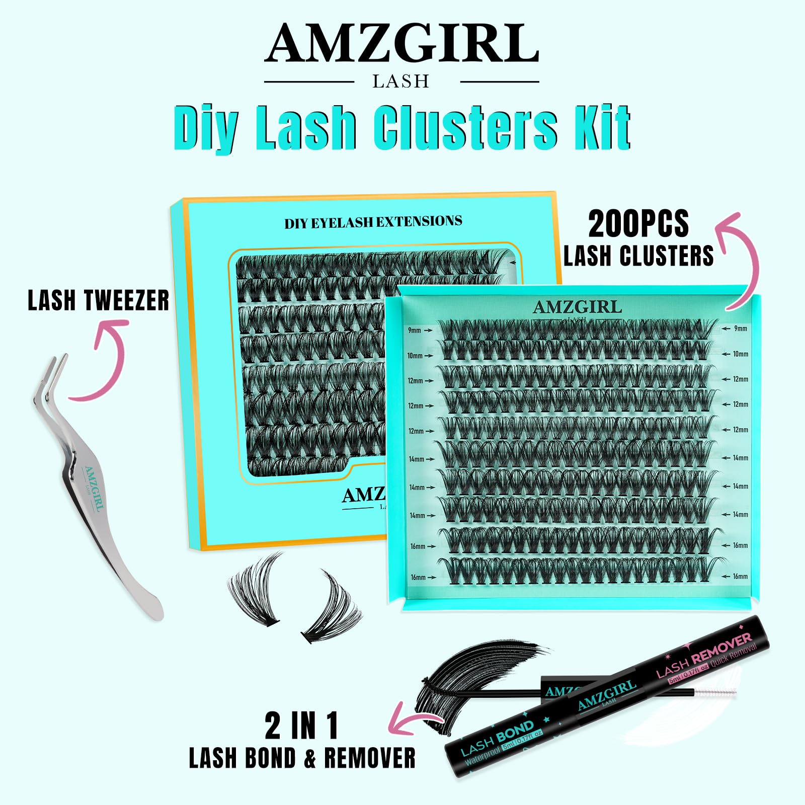 AMZGIRL LASH pince courbe pour une application précise.