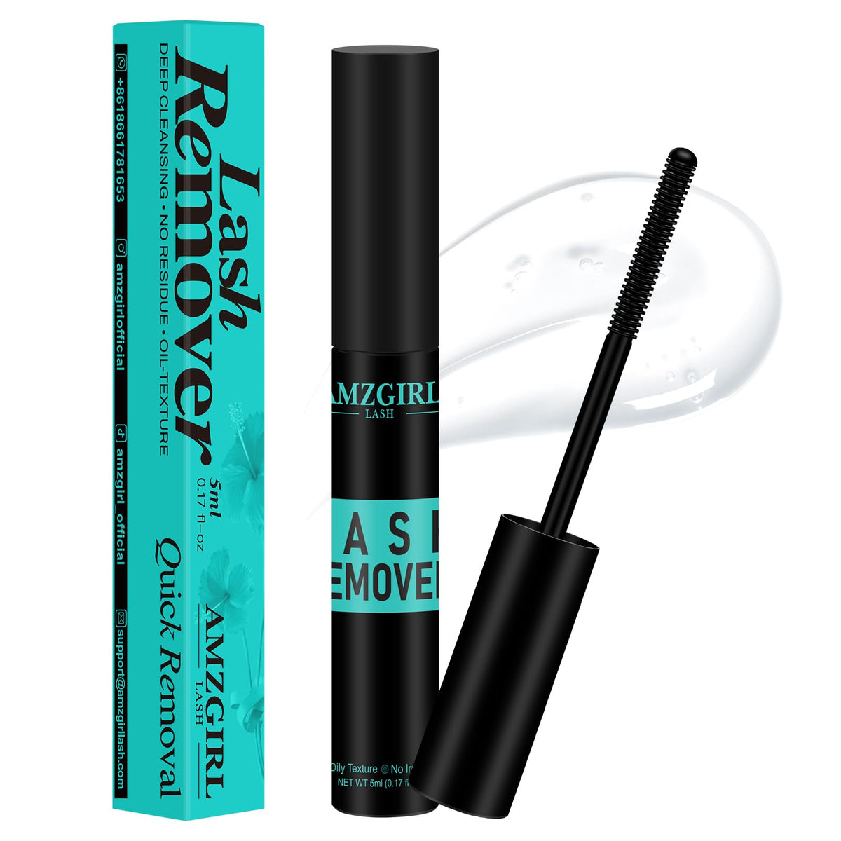 AMZGIRL LASH dissolvant: bouteille 5ml prête pour un retrait en douceur des extensions.