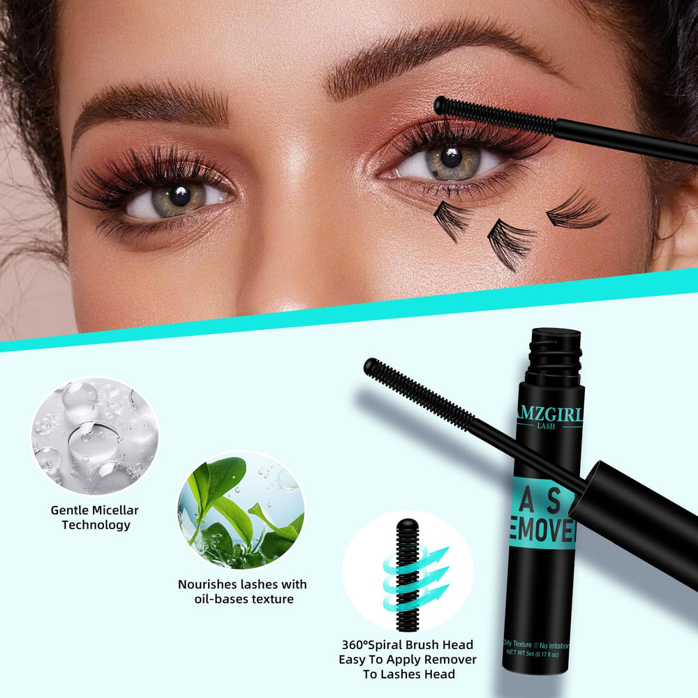 AMZGIRL LASH dissolvant: texture huile visible pour pénétrer les racines des clusters.