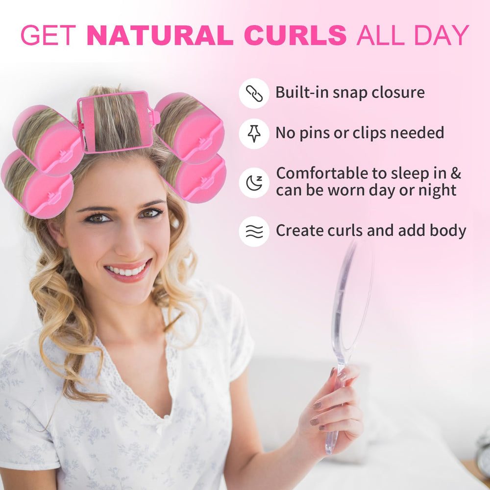 Amzpus rouleaux en mousse rose pour dormir, boucles souples et naturelles.