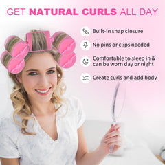 Amzpus rouleaux en mousse rose pour dormir, boucles souples et naturelles.