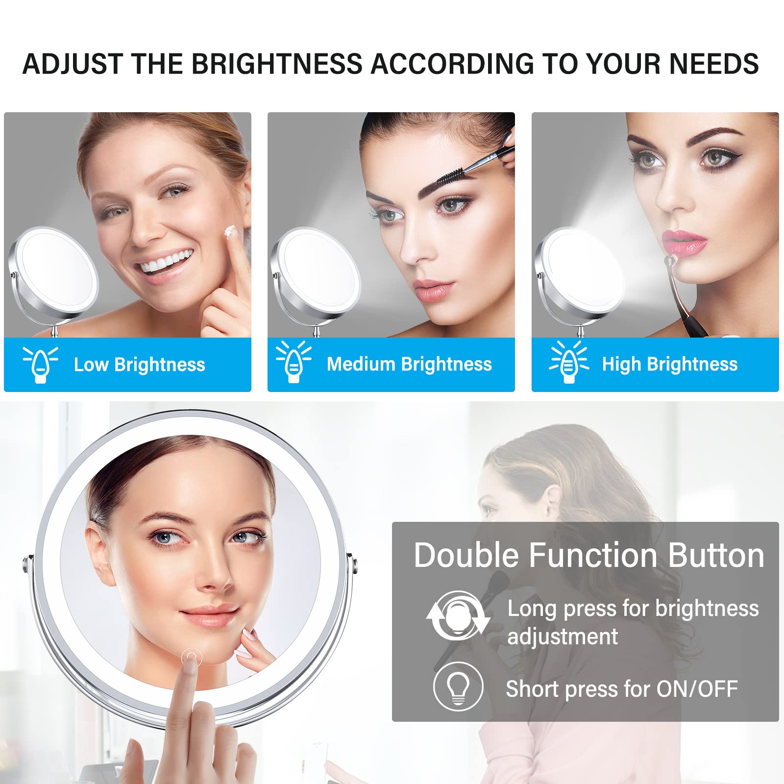 AMZTOLIFE Miroir pivotant à 360 degrés, ajuste l’angle facilement