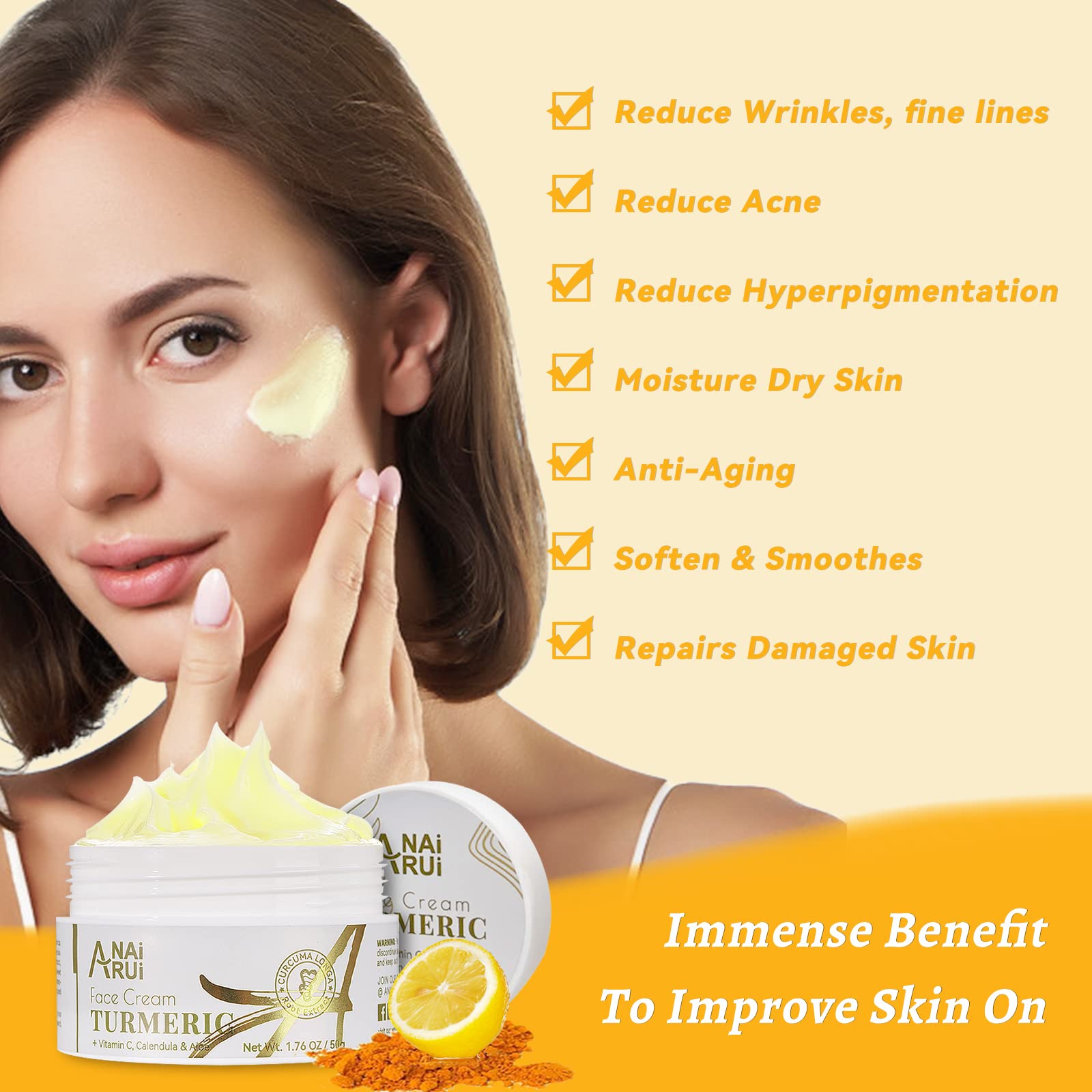 ANAI RUI Crème Visage Vitamine C: texture légère et revitalisante.