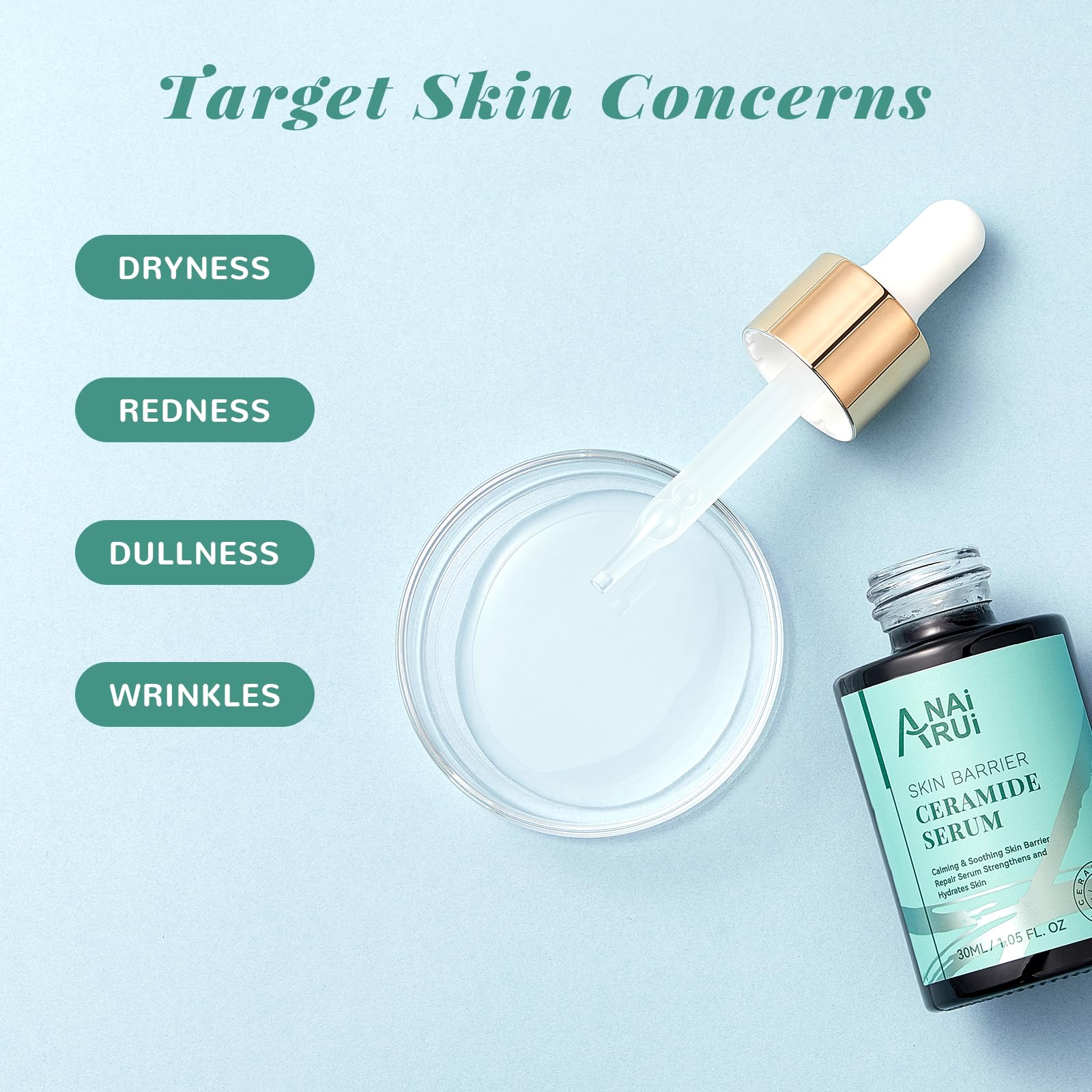Hyaluronic acid and ceramide ingredients illustration suggesting hydration