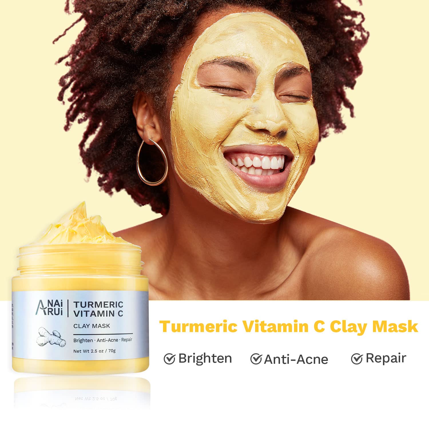 Masque argile avocat thé vert ANAI RUI, peau purifiée et nourrie.