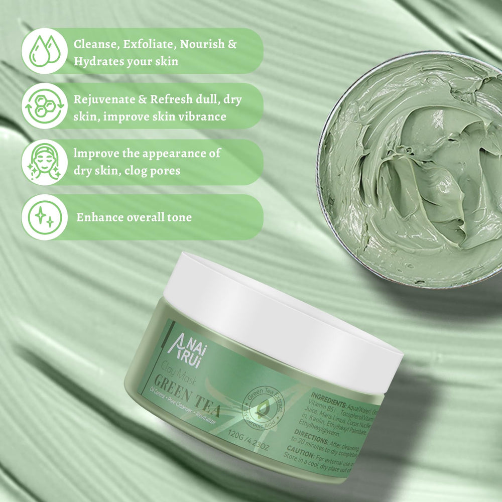 ANAI RUI Masque thé vert hydratant pour peau tonifiée et souple