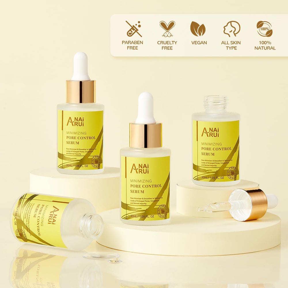 ANAI RUI Pore Minimizer Serum – zone peau grasse après application et réduction de la brillance