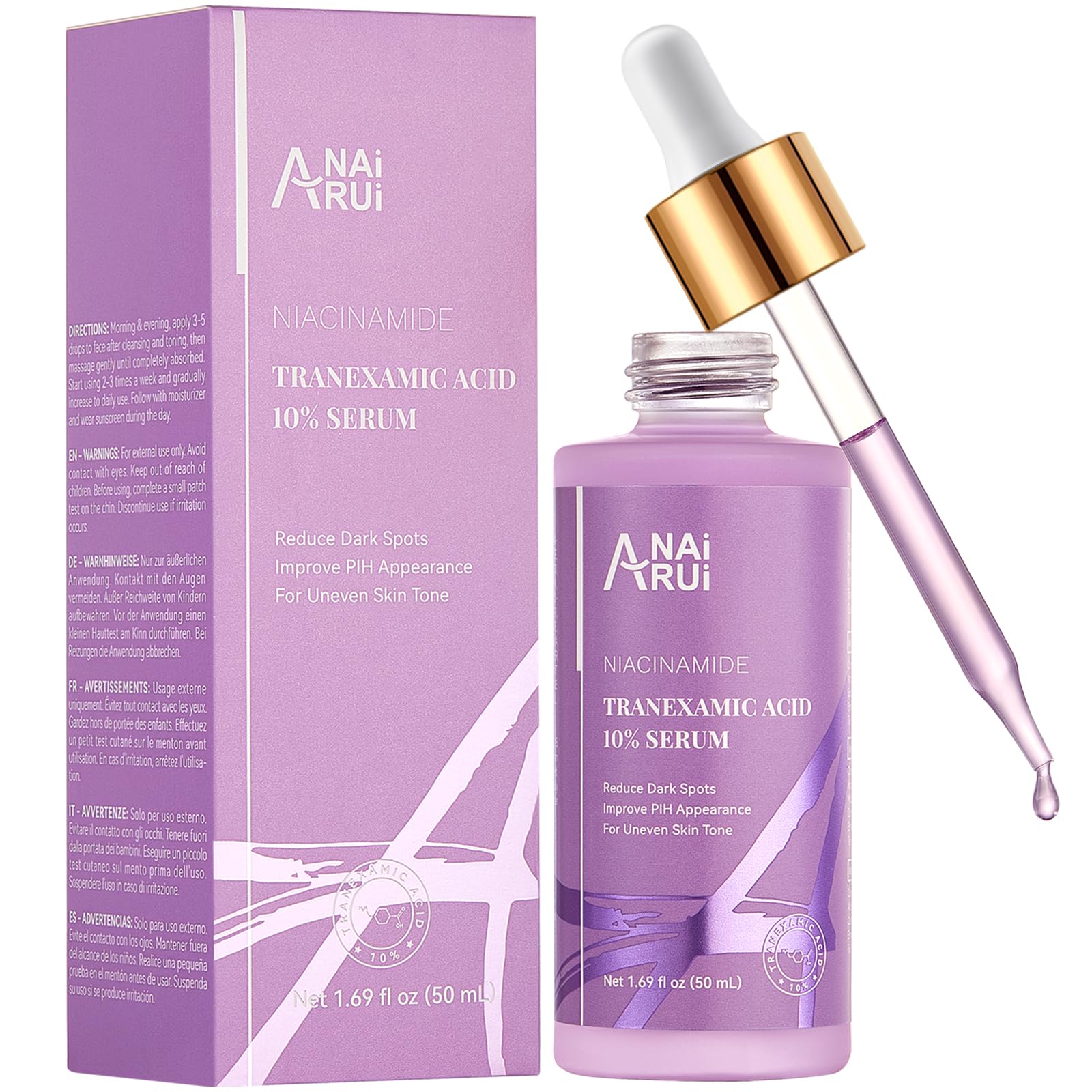 ANAI RUI TXA10 flacon transparent montrant la texture légère et hydratante du sérum.
